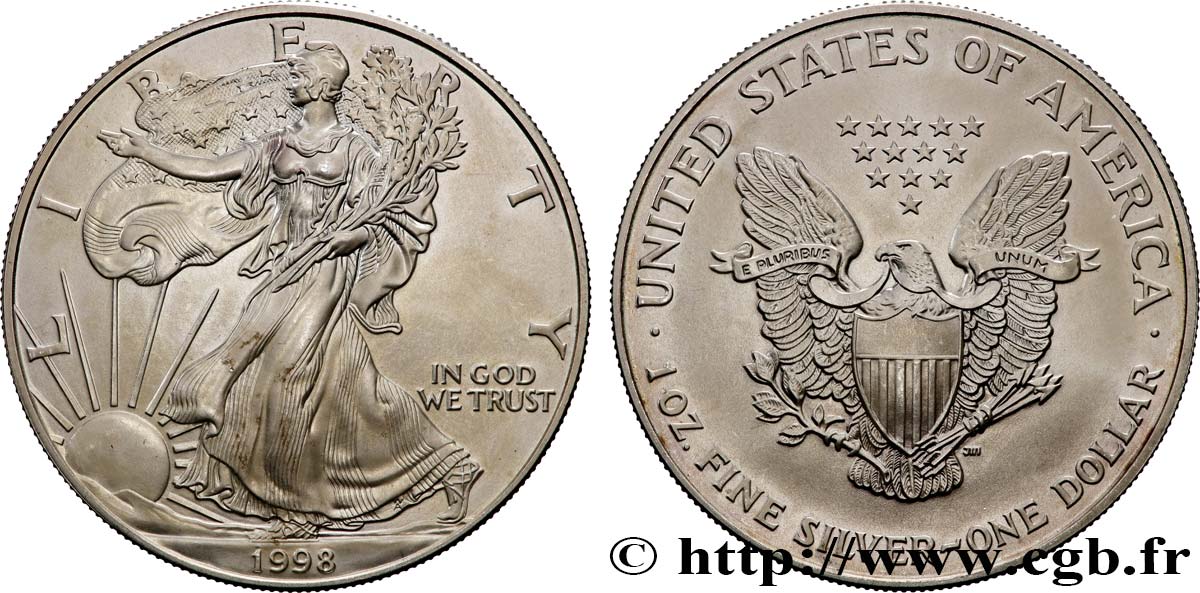 UNITED STATES OF AMERICA 1 Dollar Silver Eagle 1998 Philadelphie MS 