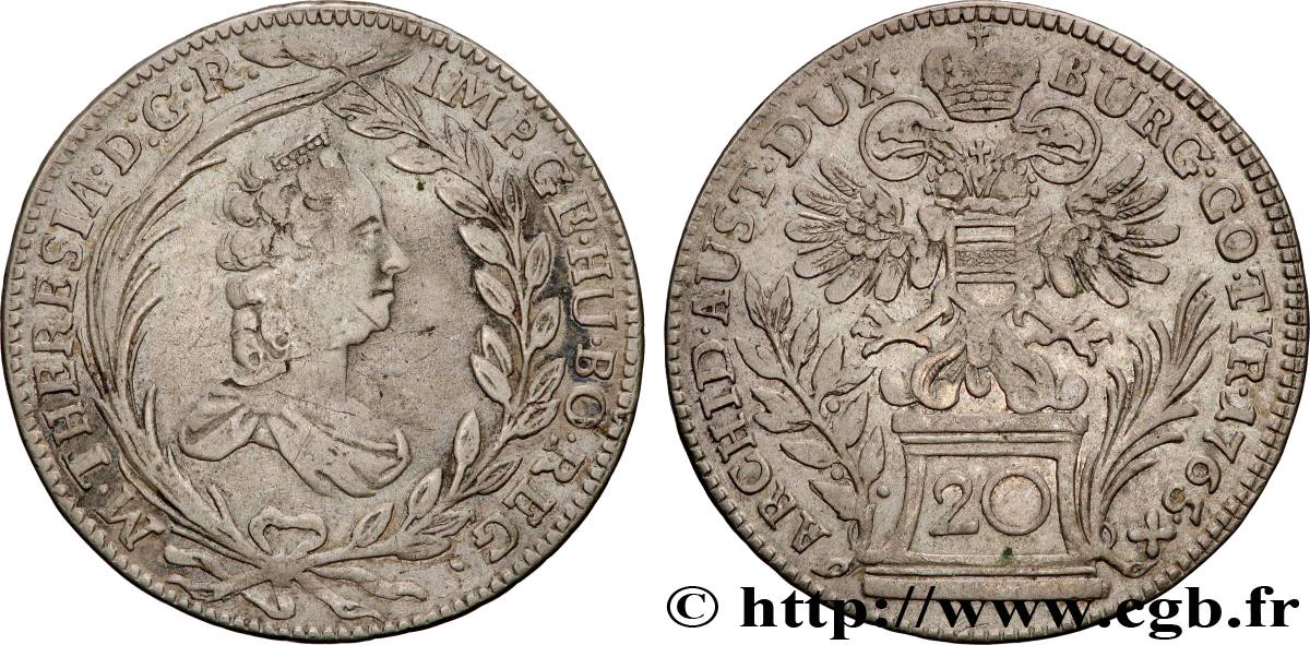 AUTRICHE 20 Kreuzer Marie-Thérèse 1765 Vienne TB+ 