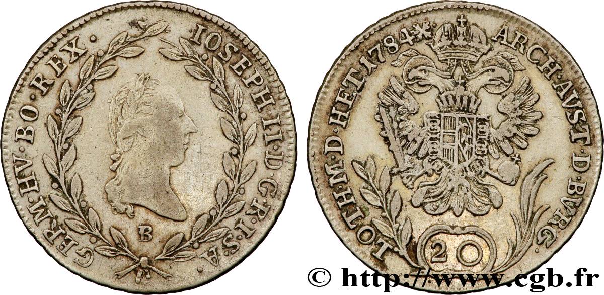 AUTRICHE 20 Kreuzer Joseph II 1784 Kremnitz TB+ 