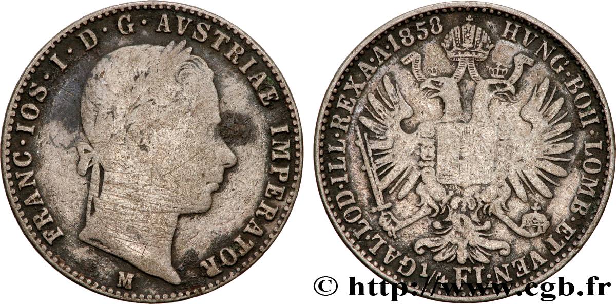 AUTRICHE 1/4 Florin François-Joseph 1858 Milan TB 