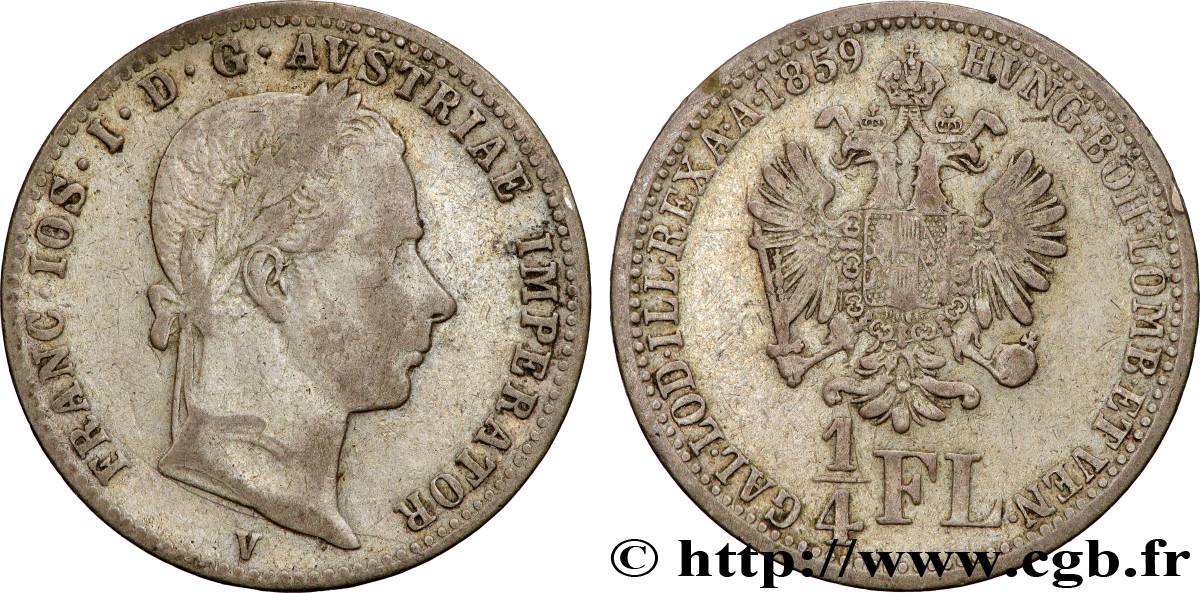 AUTRICHE 1/4 Florin François-Joseph 1859 Venise TB 