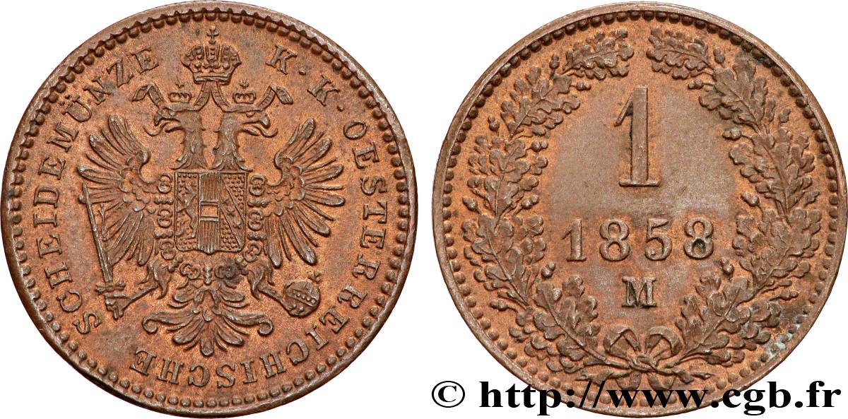 ITALIE - LOMBARDIE-VENITIE 1 Kreuzer Lombardie aigle 1858 Milan - M SUP 