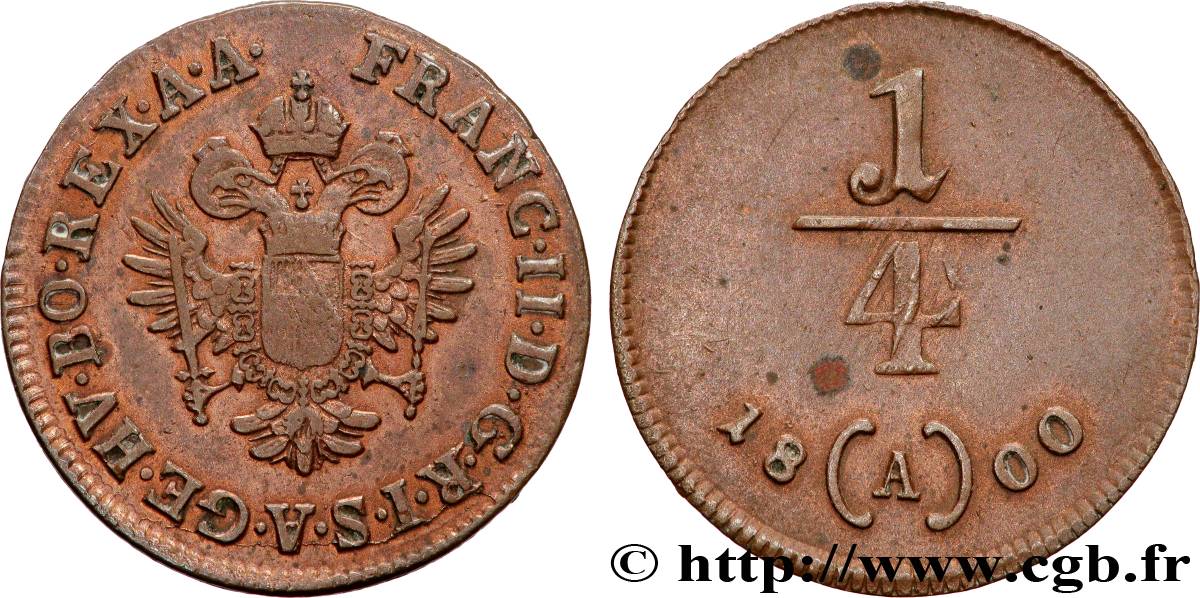 AUTRICHE 1/4 Kreuzer François II 1800 Vienne TTB 