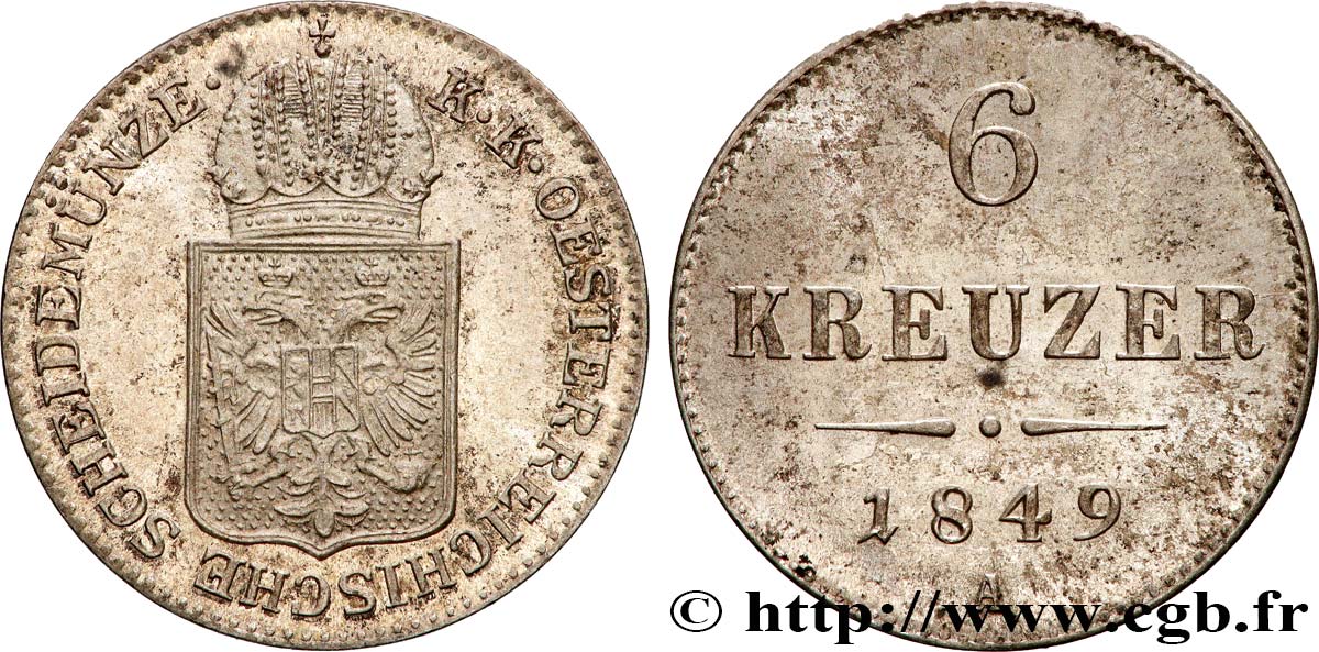 AUTRICHE 6 Kreuzer 1849 Vienne SUP 
