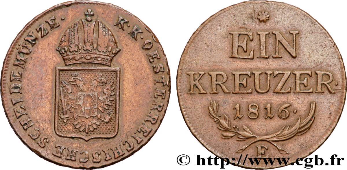 AUTRICHE 1 Kreuzer emblème 1816 Karlsburg TTB 