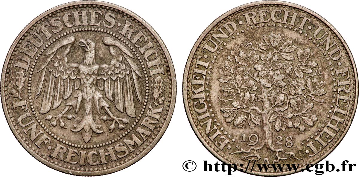 ALLEMAGNE 5 Reichsmark 1928 Berlin TTB+ 