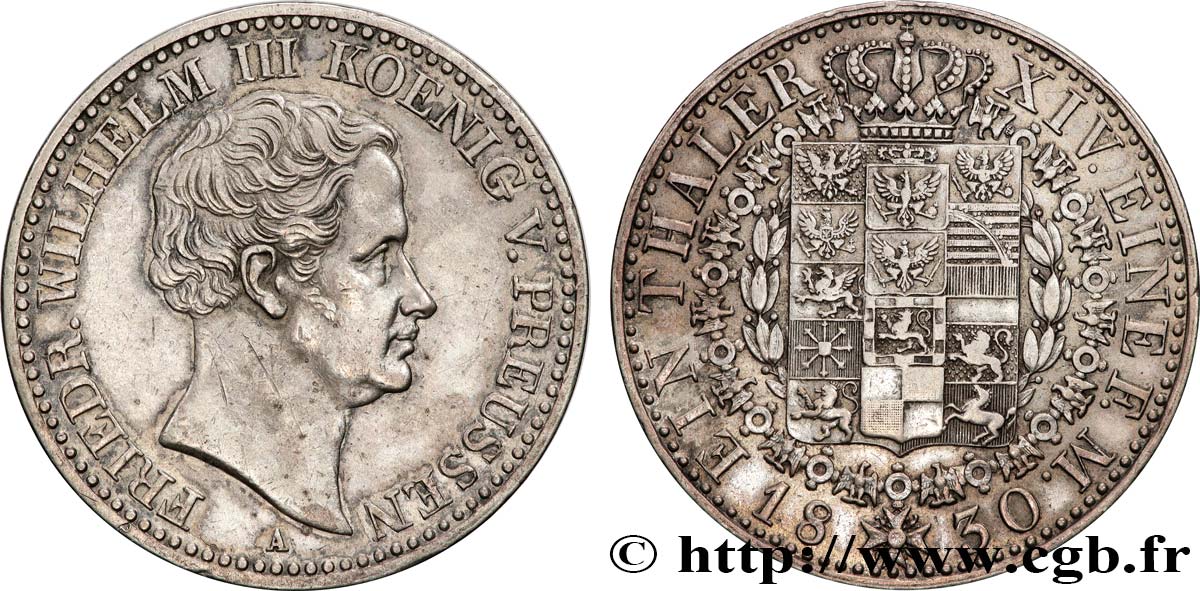 ALLEMAGNE - PRUSSE 1 Thaler Frédéric-Guillaume III 1830 Berlin TTB+ 