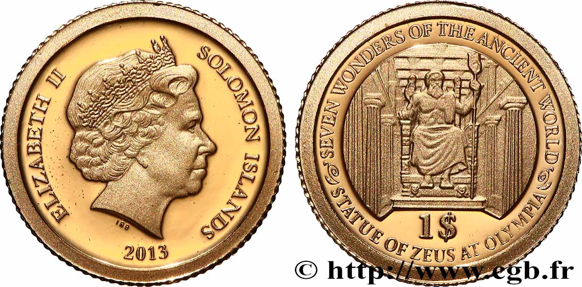 SOLOMON ISLANDS 1 Dollar Proof Statue de Zeus à Olympie 2013  MS 