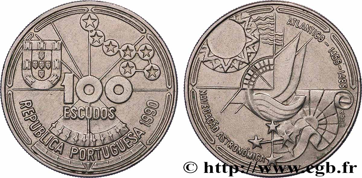 PORTUGAL 100 Escudos Navigation astronomique 1990 Lisbonne SUP 