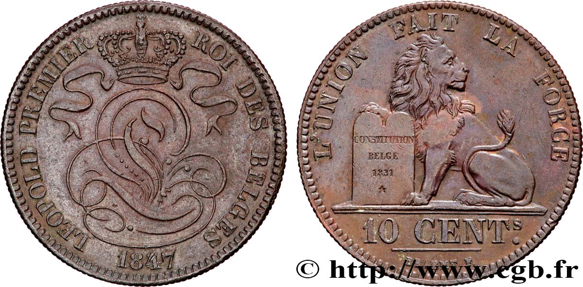BELGIQUE 10 Centimes Léopold Ier 1847/37 1847 Bruxelles TTB+ 