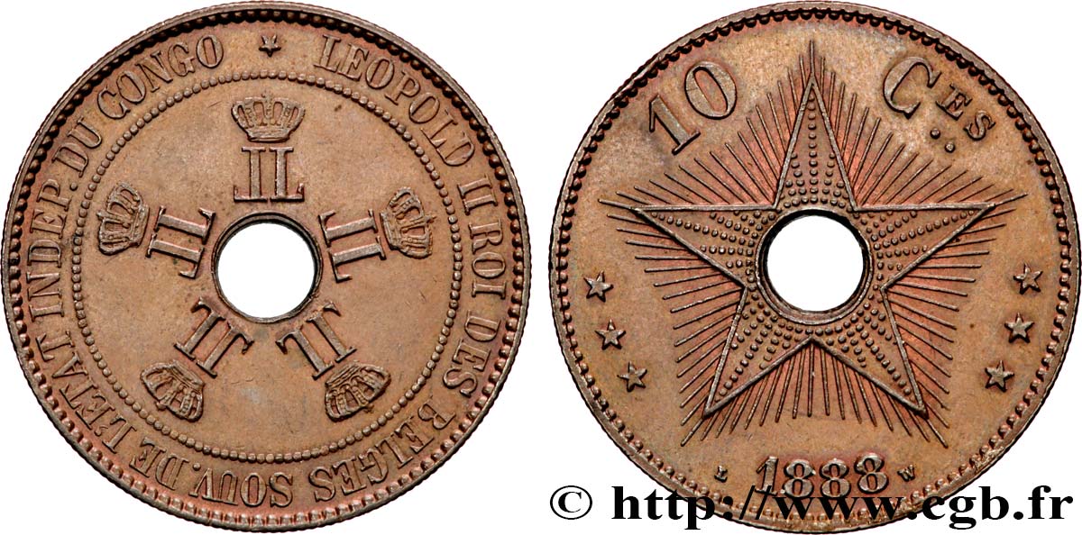 CONGO - ÉTAT INDÉPENDANT DU CONGO 10 Centimes 1888 Bruxelles SUP 