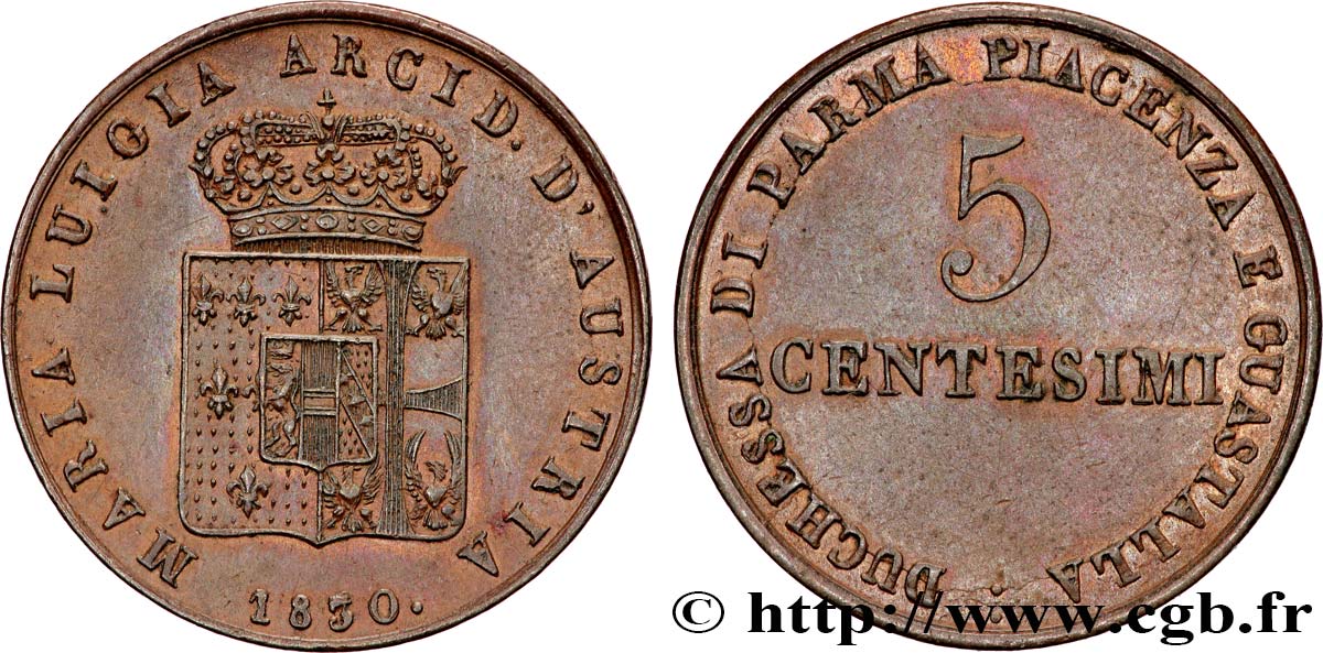 ITALIE - PARME ET PLAISANCE 5 Centesimi Marie-Louise 1830 Milan SUP 