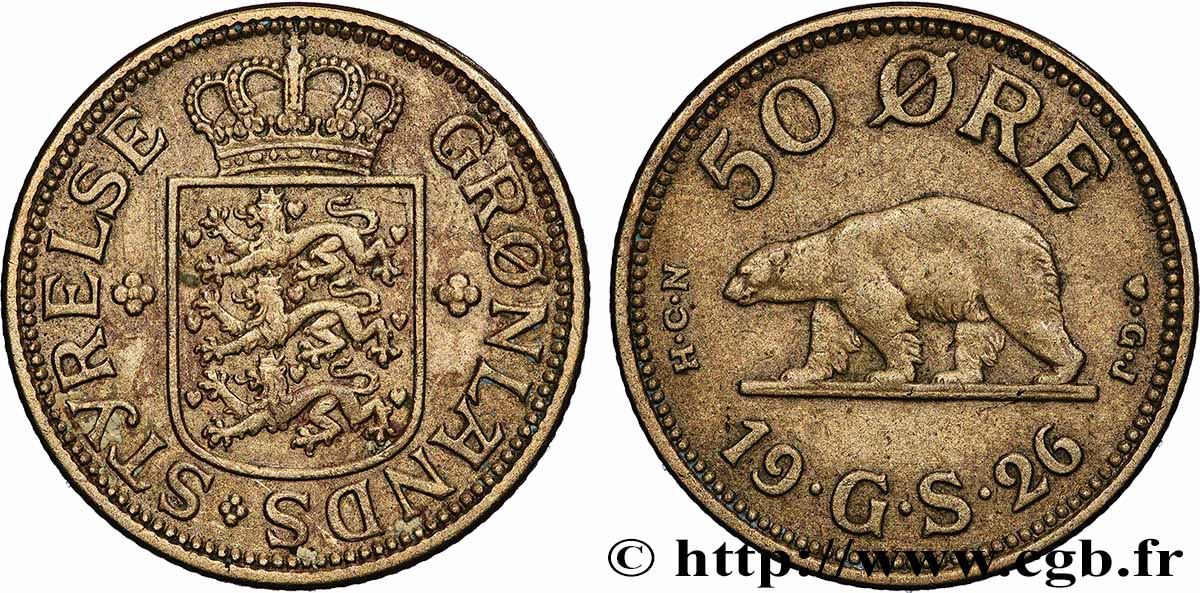 GROENLANDIA 50 Ore Administration Danoise 1926 Copenhague q.SPL 