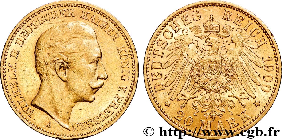 OR, PALLADIUM ET PLATINE INVESTISSEMENT 20 Mark Guillaume II 1900 Berlin TTB+ 