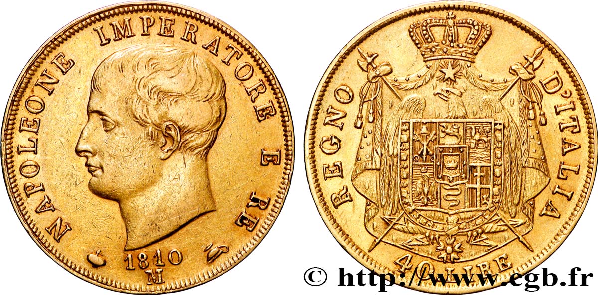 ORO, PALLADIO E PLATINO: INVESTIMENTI 40 Lire 1810 Milan BB/q.SPL 