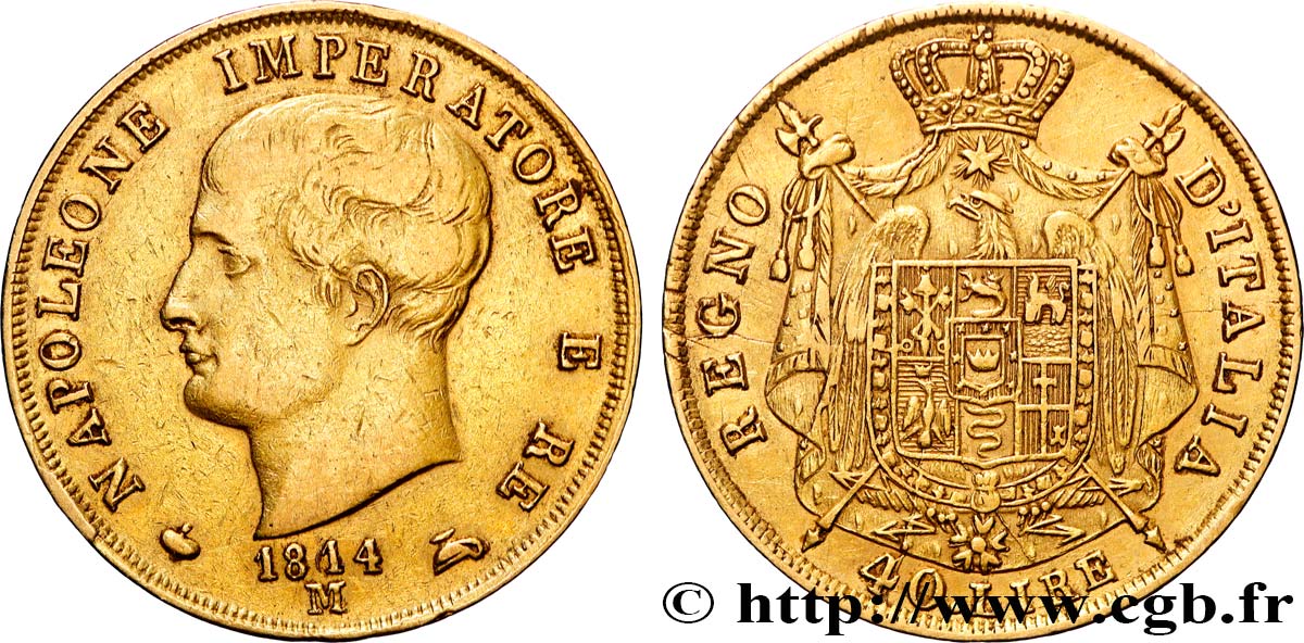 GOLD-, PALLADIUM- UND PLATIN-INVESTITIONEN 40 Lire 1814 Milan SS 