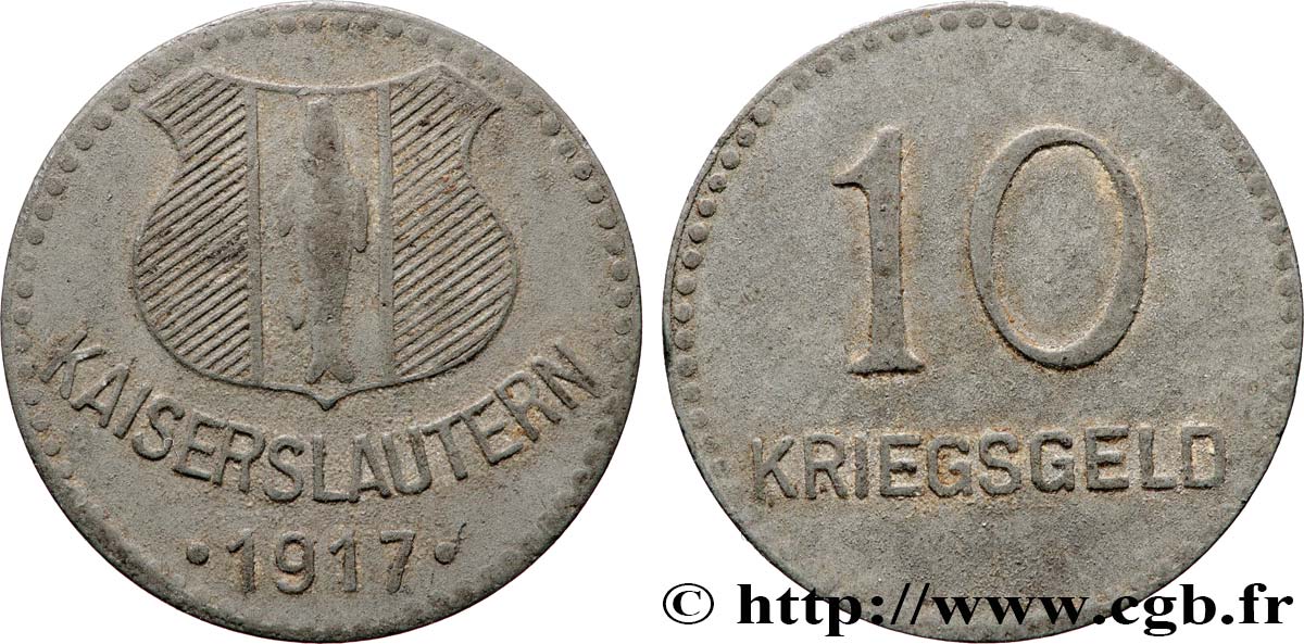 GERMANIA - Notgeld 10 Pfennig Kaiserslautern (Palatinat) 1917  BB 