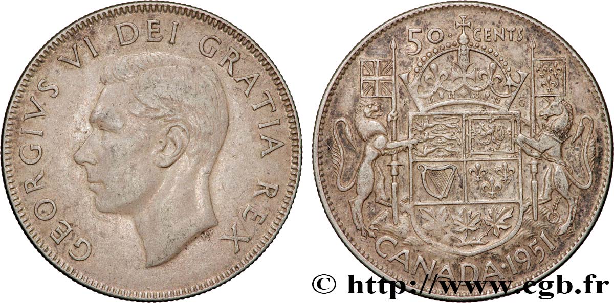 CANADA 50 Cents Georges VI 1951  BB 