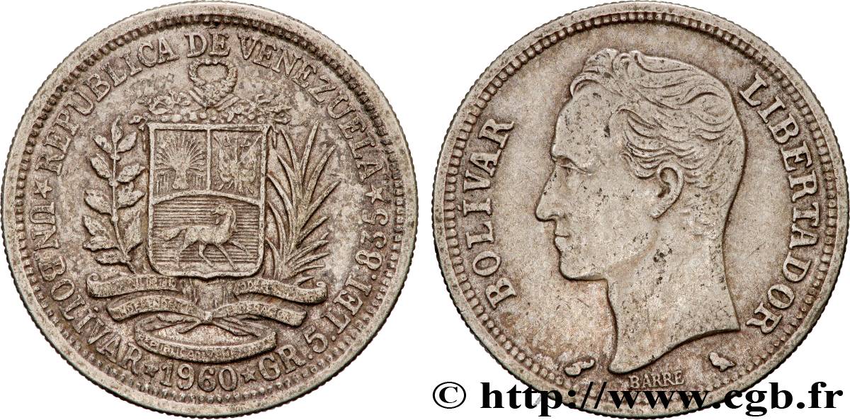 VENEZUELA 1 Bolivar 1960 Paris SS 