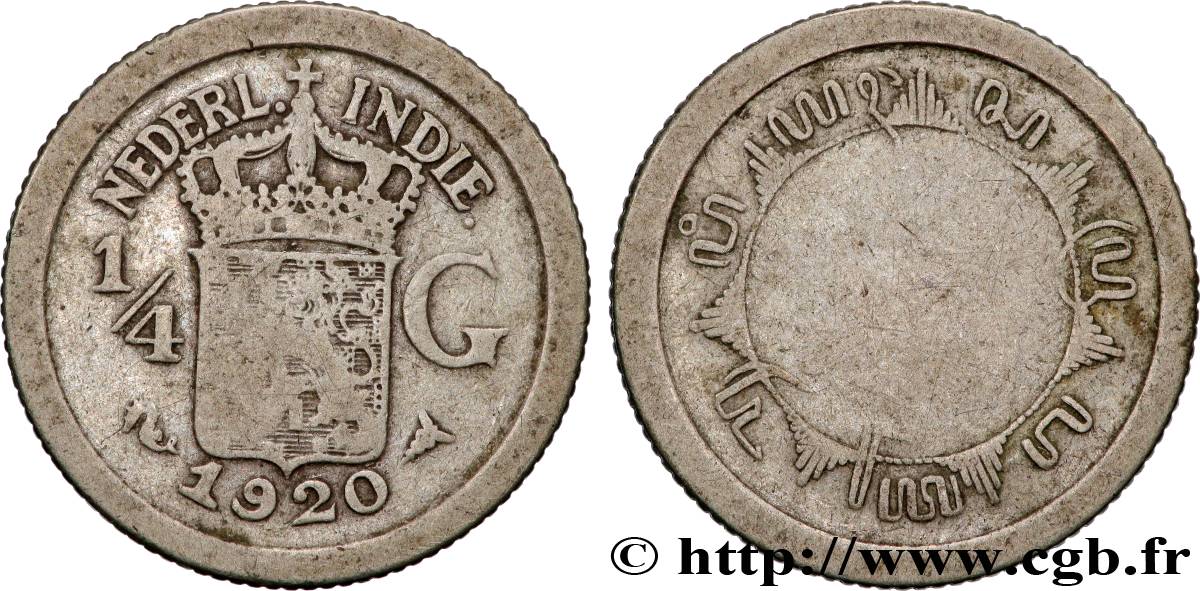 INDES NEERLANDAISES 1/4 Gulden 1920 Utrecht TB 