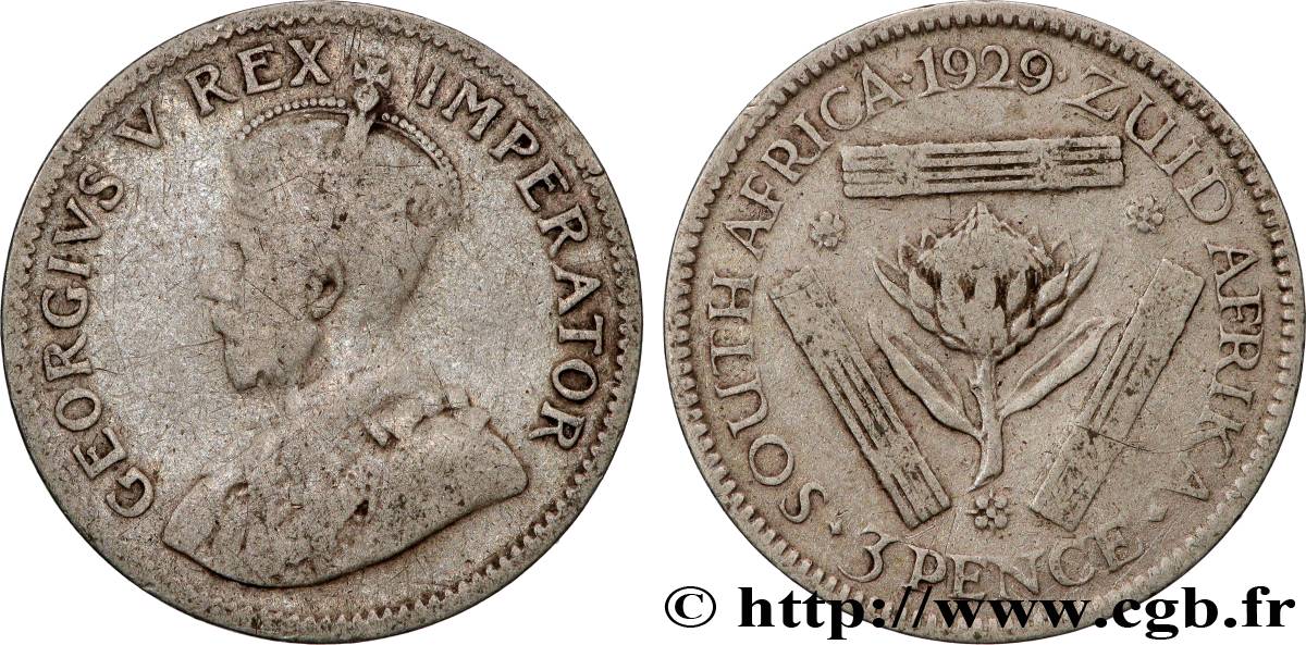 SüDAFRIKA 3 Pence Georges V 1929 Pretoria S 