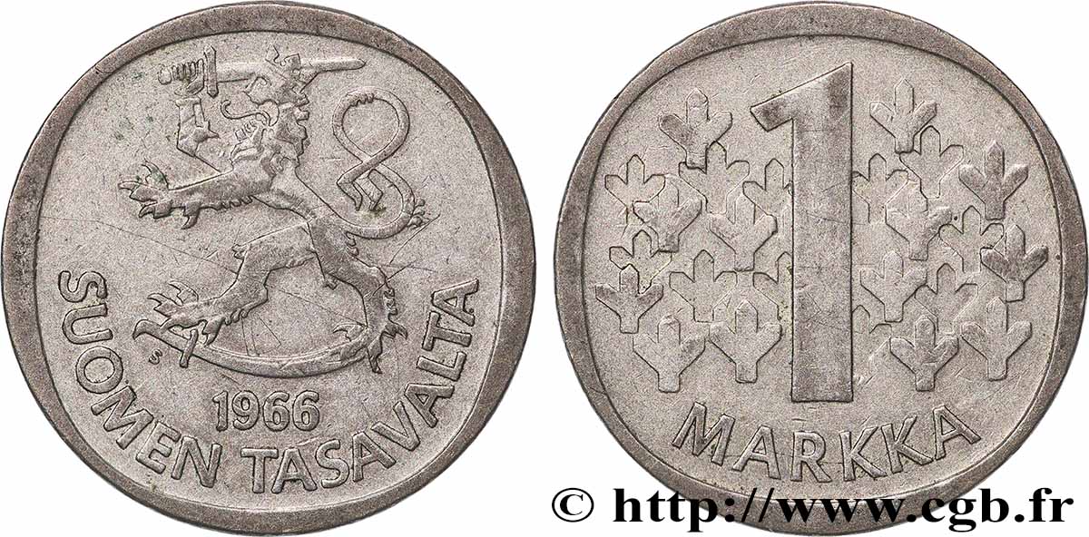 FINLANDE 1 Markka 1966 Helsinki TTB 