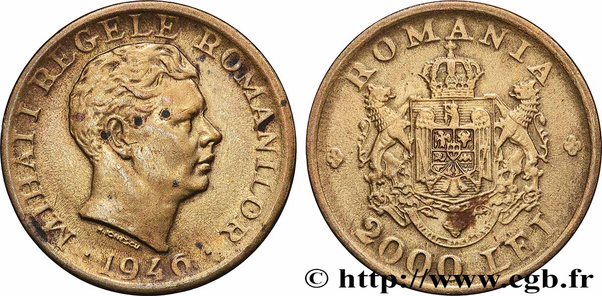 ROMANIA 2000 Lei Michel Ier 1946  VF 