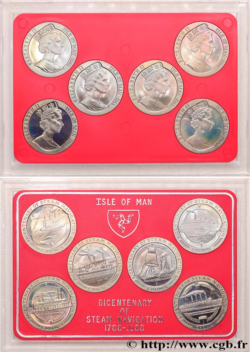 ÎLE DE MAN Série 6 x 1 Crown Bicentenaire de la navigation à vapeur  1988  SPL 