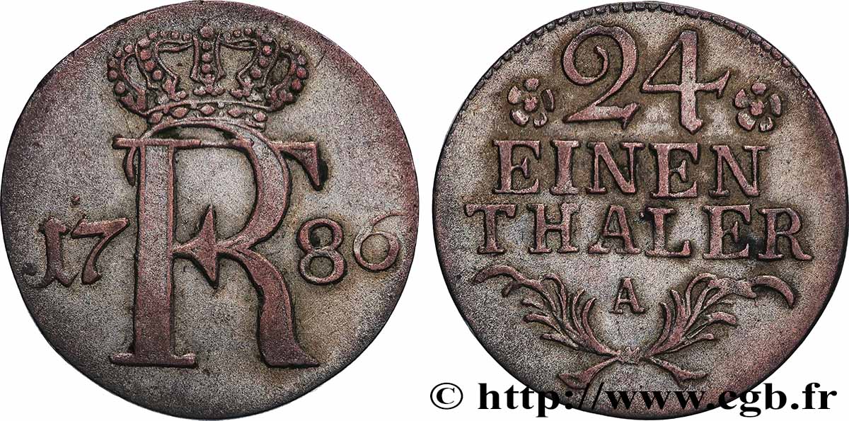 DEUTSCHLAND - PREUßEN 1/24 Thaler Royaume de Prusse 1786 Berlin fVZ 
