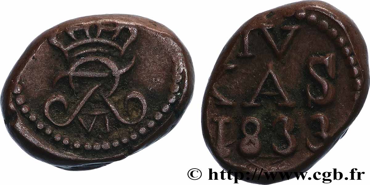 INDES DANOISES IV Kas (4 Cash) pour Tranquebar 1833  TTB 