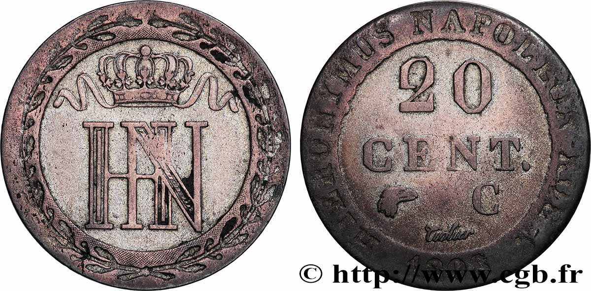 DEUTSCHLAND - KöNIGREICH WESTPHALEN 20 Centimes 1808 Cassel SS 