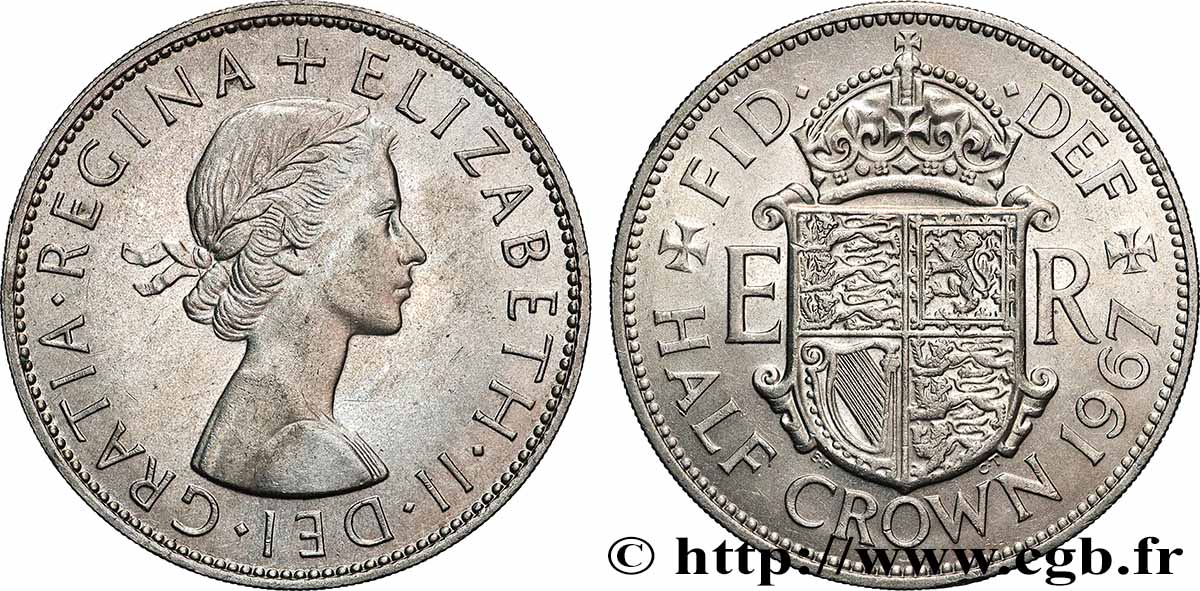 ROYAUME-UNI 1/2 Crown Élisabeth II 1967 Londres SUP 