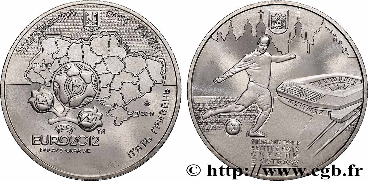 UKRAINE 5 Hryven Euro 2012 ville de Lviv
 2011  SPL 