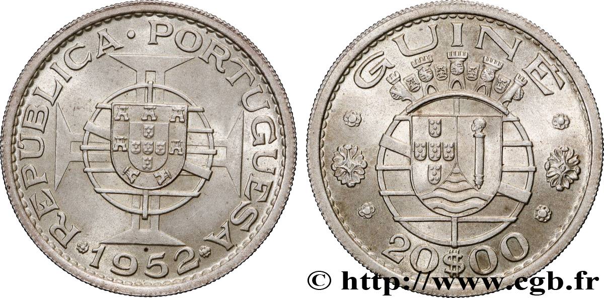 ANGOLA 20 Escudos emblème du Portugal 1952  SUP 