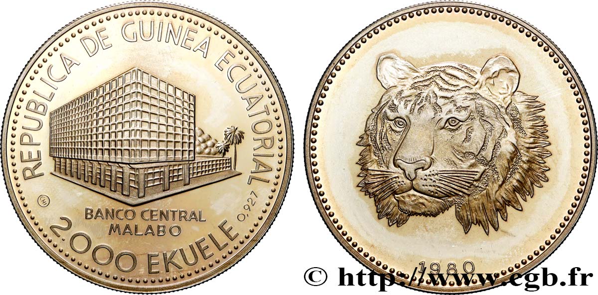 GUINÉE ÉQUATORIALE 2000 Ekuele Proof Tigre 1983  SPL 