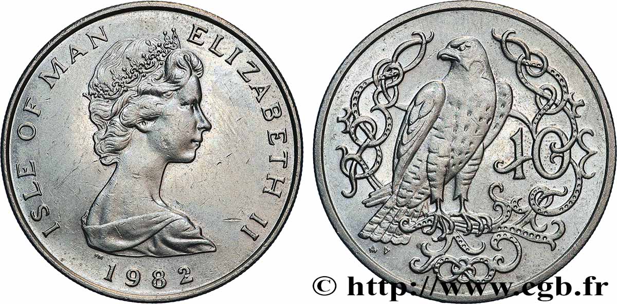 ÎLE DE MAN 10 Pence Faucon gerfaut 1982 Pobjoy Mint SUP 