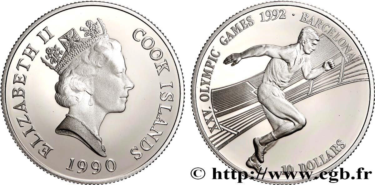 COOK ISLANDS 10 Dollar Proof Jeux Olympiques Barcelone 1992Capitaine Cook 1990  MS 