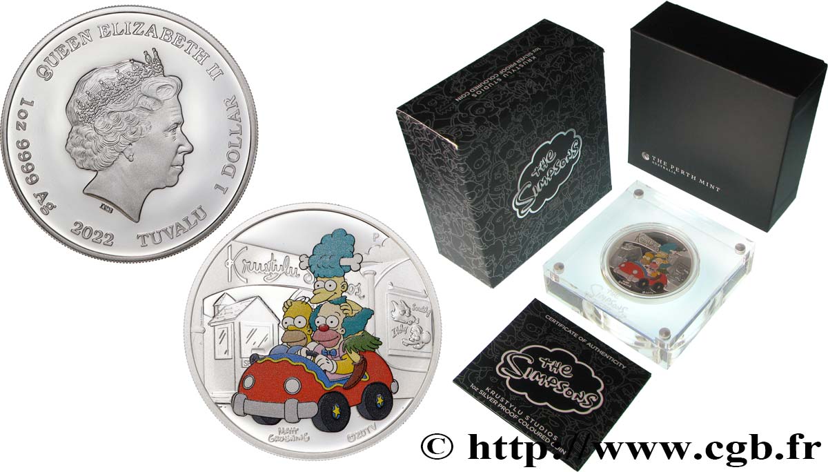 TUVALU 1 Dollar SIMPSON Krustylu 2021 Perth FDC 