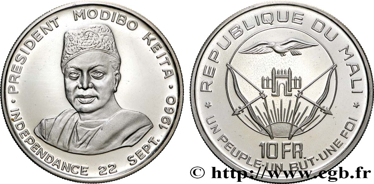 MALI 10 Francs Proof commémoration de l’indépendance 1960 Paris SPL 