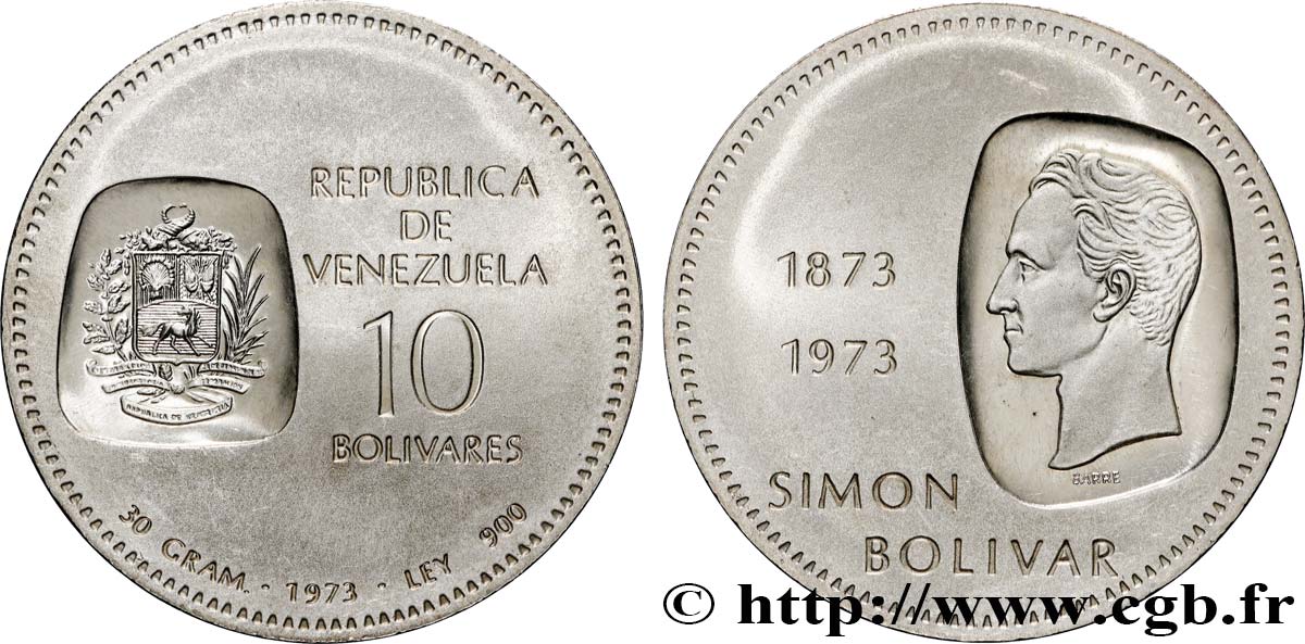 VENEZUELA 10 Bolivares Simon Bolivar 1973 Ontario VZ 