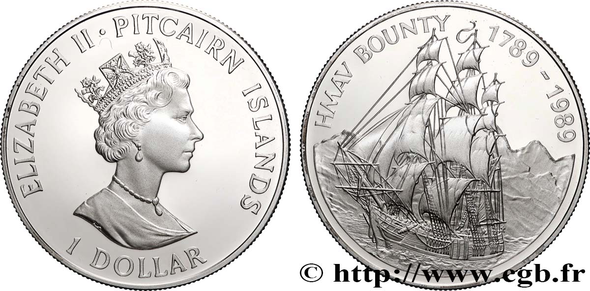 PITCAIRN ISLANDS 1 Dollar Proof 200e anniversaire du HMAV Bounty 1989  MS 