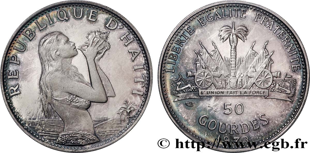 HAÏTI 50 Gourdes Proof femme buvant / armes 1973  SPL 