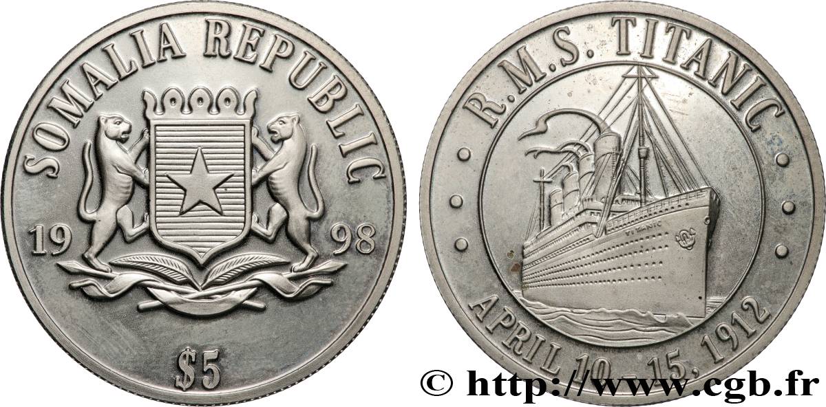 SOMALIE 5 Dollars Titanic 1998  SPL 