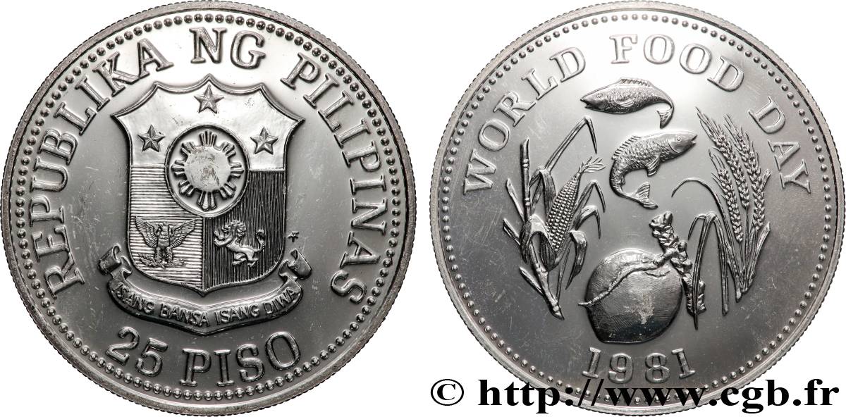 PHILIPPINES 25 Piso Journée Mondiale de l’alimentation 1981 Franklin Mint SUP 