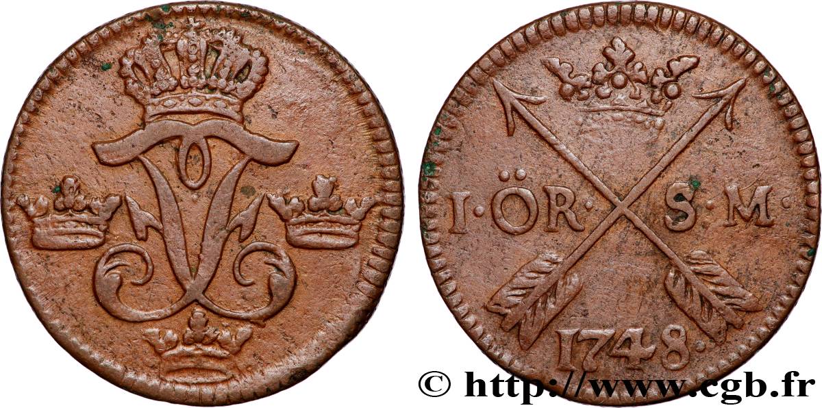 SUÈDE 1 Ore 1748 Stockholm TTB 