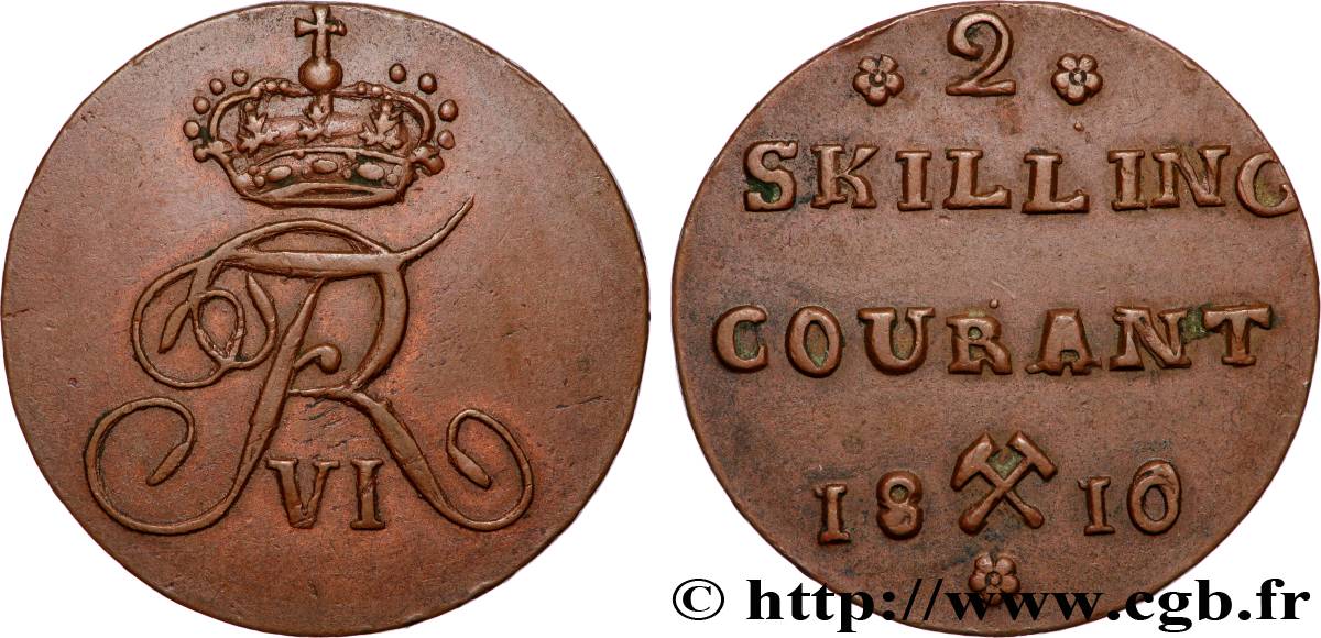 NORVÈGE 2 Skilling Frédéric VI 1810 Kongsberg SUP 
