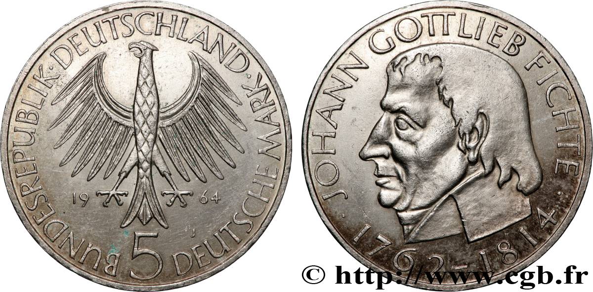 ALLEMAGNE 5 Mark Johann Gottlieb Fichte 1964 Hambourg - J SUP 