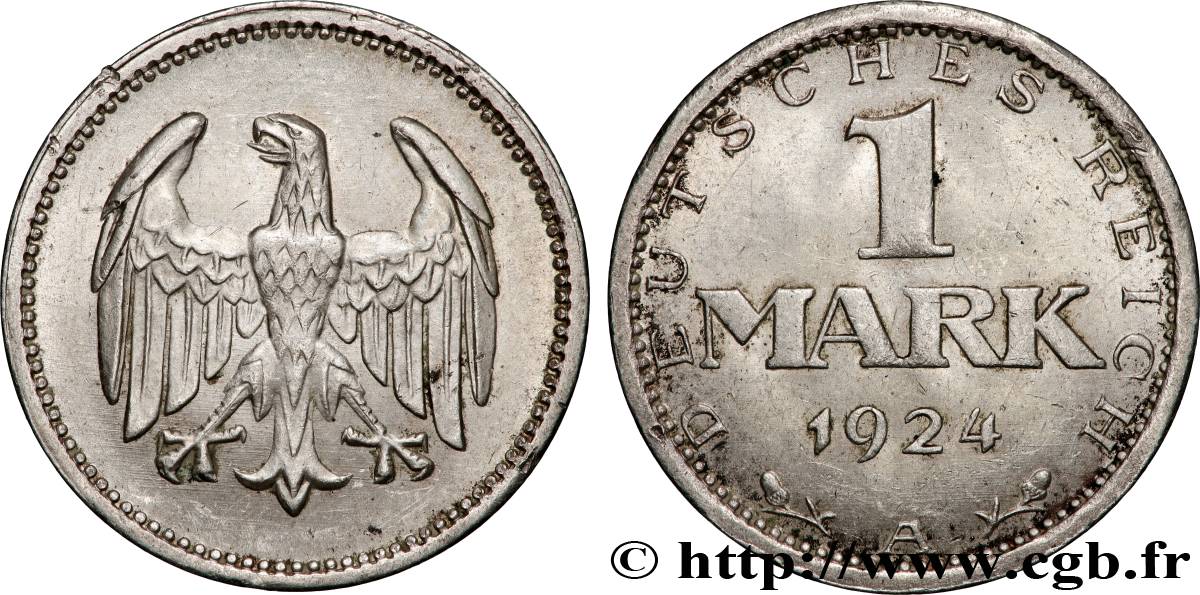 ALLEMAGNE 1 Mark aigle 1924 Berlin TTB+ 