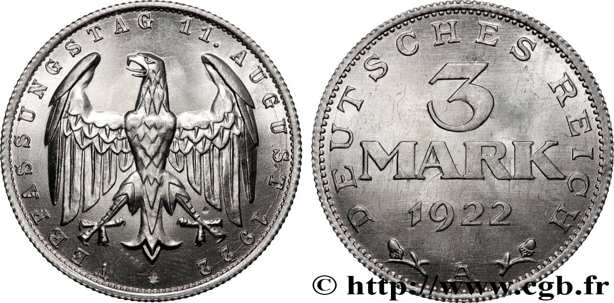 GERMANY 3 Mark Jour de la Constitution 1922 Berlin MS 