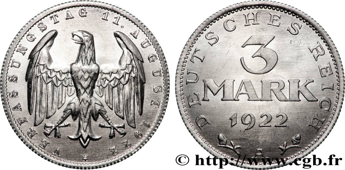 GERMANY 3 Mark Jour de la Constitution 1922 Berlin MS 